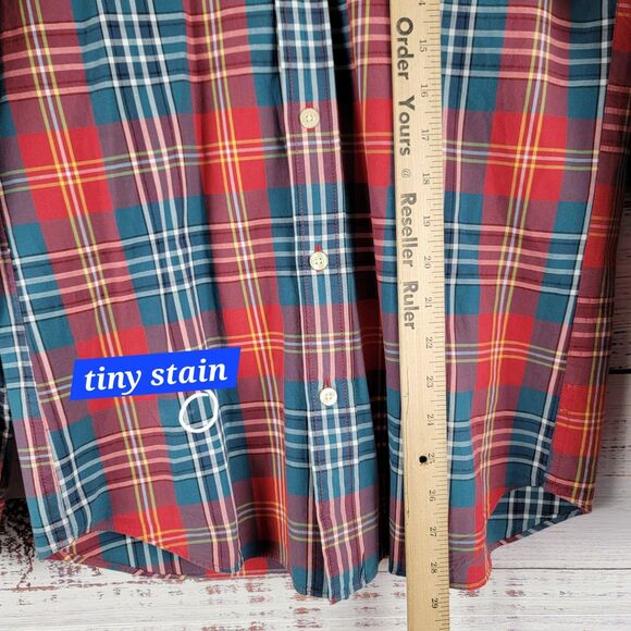J. Crew Slim Fit Button Down Mens Size S Shirt Cotton Plaid Red Casual - Picture 2 of 8
